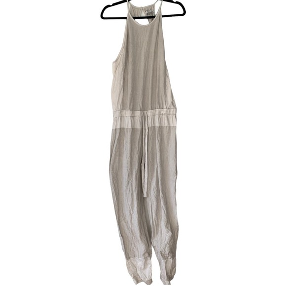 Young Fabulous & Broke Diego Jumpsuit Large Linen Tencel Beige Oatmeal Haze YFB - Picture 9 of 9